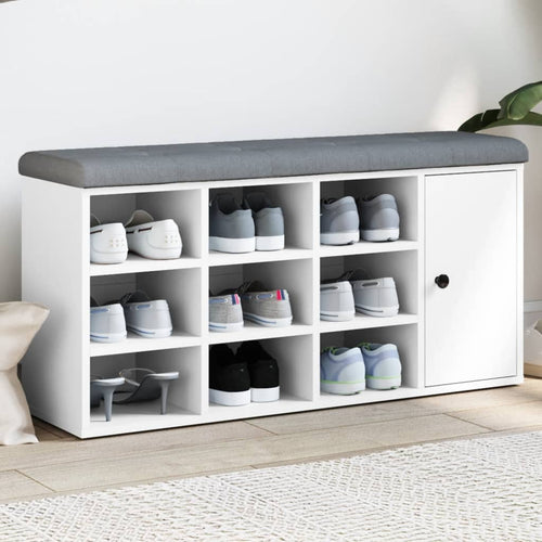 Panca Pouf Portascarpe 1 antina Bianca 102x32x50 cm in Legno Multistrato