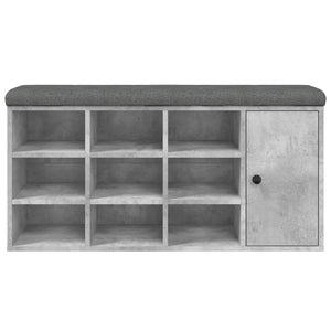 Panca Pouf Portascarpe 1 Antina Grigio Cemento 102x32x50cm Legno Multistrato