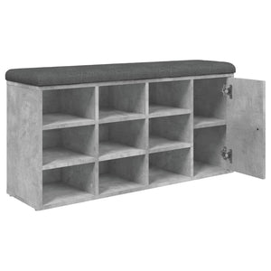 Panca Pouf Portascarpe 1 Antina Grigio Cemento 102x32x50cm Legno Multistrato