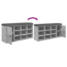 Load image into Gallery viewer, Panca Pouf Portascarpe 1 Antina Grigio Cemento 102x32x50cm Legno Multistrato