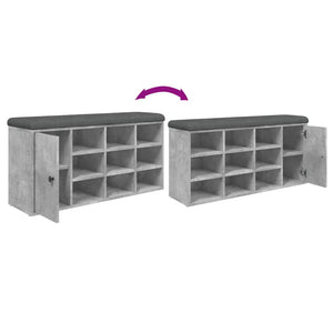 Panca Pouf Portascarpe 1 Antina Grigio Cemento 102x32x50cm Legno Multistrato
