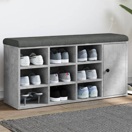 Panca Pouf Portascarpe 1 Antina Grigio Cemento 102x32x50cm Legno Multistrato