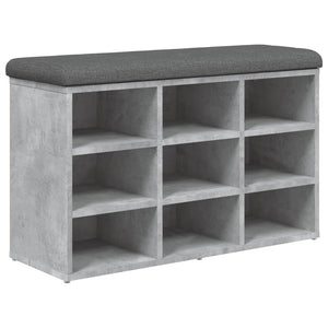 Panca Pouf Portascarpe Grigio Cemento 82x32x50cm Legno Multistrato