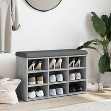 Load image into Gallery viewer, Panca Pouf Portascarpe Grigio Cemento 82x32x50cm Legno Multistrato