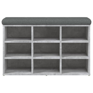 Panca Pouf Portascarpe Grigio Cemento 82x32x50cm Legno Multistrato
