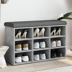 Panca Pouf Portascarpe Grigio Cemento 82x32x50cm Legno Multistrato