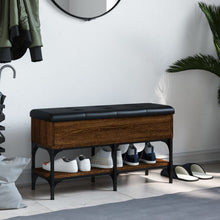 Load image into Gallery viewer, Panca Pouf Portascarpe Rovere Marrone 82x32x45 cm Legno Multistrato