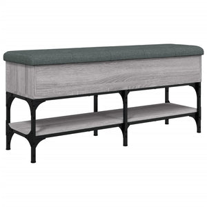 Panca Pouf Portascarpe con Vano Contenitore Grigio Sonoma 102x32x45 cm Legno Multistrato