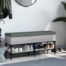 Load image into Gallery viewer, Panca Pouf Portascarpe con Vano Contenitore Grigio Sonoma 102x32x45 cm Legno Multistrato