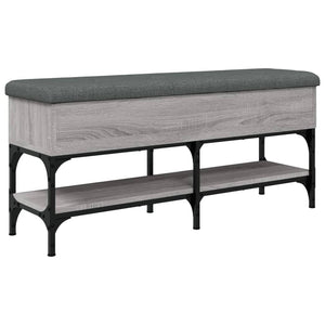 Panca Pouf Portascarpe con Vano Contenitore Grigio Sonoma 102x32x45 cm Legno Multistrato