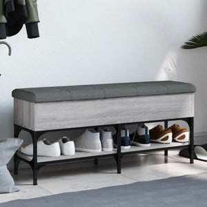 Panca Pouf Portascarpe con Vano Contenitore Grigio Sonoma 102x32x45 cm Legno Multistrato