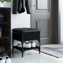 Laden Sie das Bild in den Galerie-Viewer, Pouf con Contenitore Nero 42x42x45 cm in Legno Multistrato