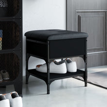 Laden Sie das Bild in den Galerie-Viewer, Pouf con Contenitore Nero 42x42x45 cm in Legno Multistrato