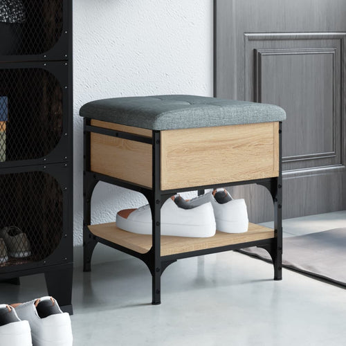 Pouf con contenitore Rovere Sonoma 42x42x45 cm in Legno Multistrato