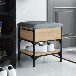 Pouf con contenitore Rovere Sonoma 42x42x45 cm in Legno Multistrato