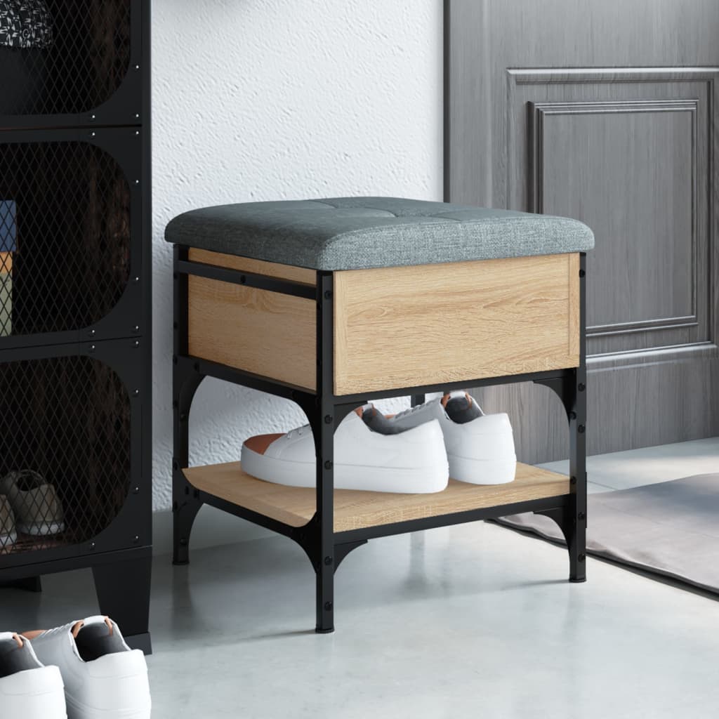 Pouf con contenitore Rovere Sonoma 42x42x45 cm in Legno Multistrato