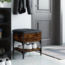 Laden Sie das Bild in den Galerie-Viewer, Pouf con Contenitore Rovere Fumo 42x42x45 cm in Legno Multistrato