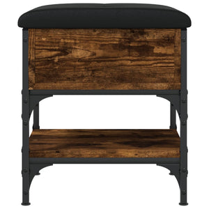 Pouf con Contenitore Rovere Fumo 42x42x45 cm in Legno Multistrato