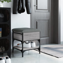 Laden Sie das Bild in den Galerie-Viewer, Pouf con Contenitore Grigio Sonoma 42x42x45 cm in Legno Multistrato