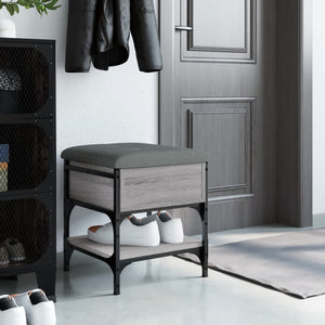 Pouf con Contenitore Grigio Sonoma 42x42x45 cm in Legno Multistrato