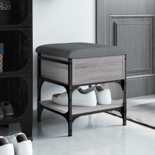 Pouf con Contenitore Grigio Sonoma 42x42x45 cm in Legno Multistrato