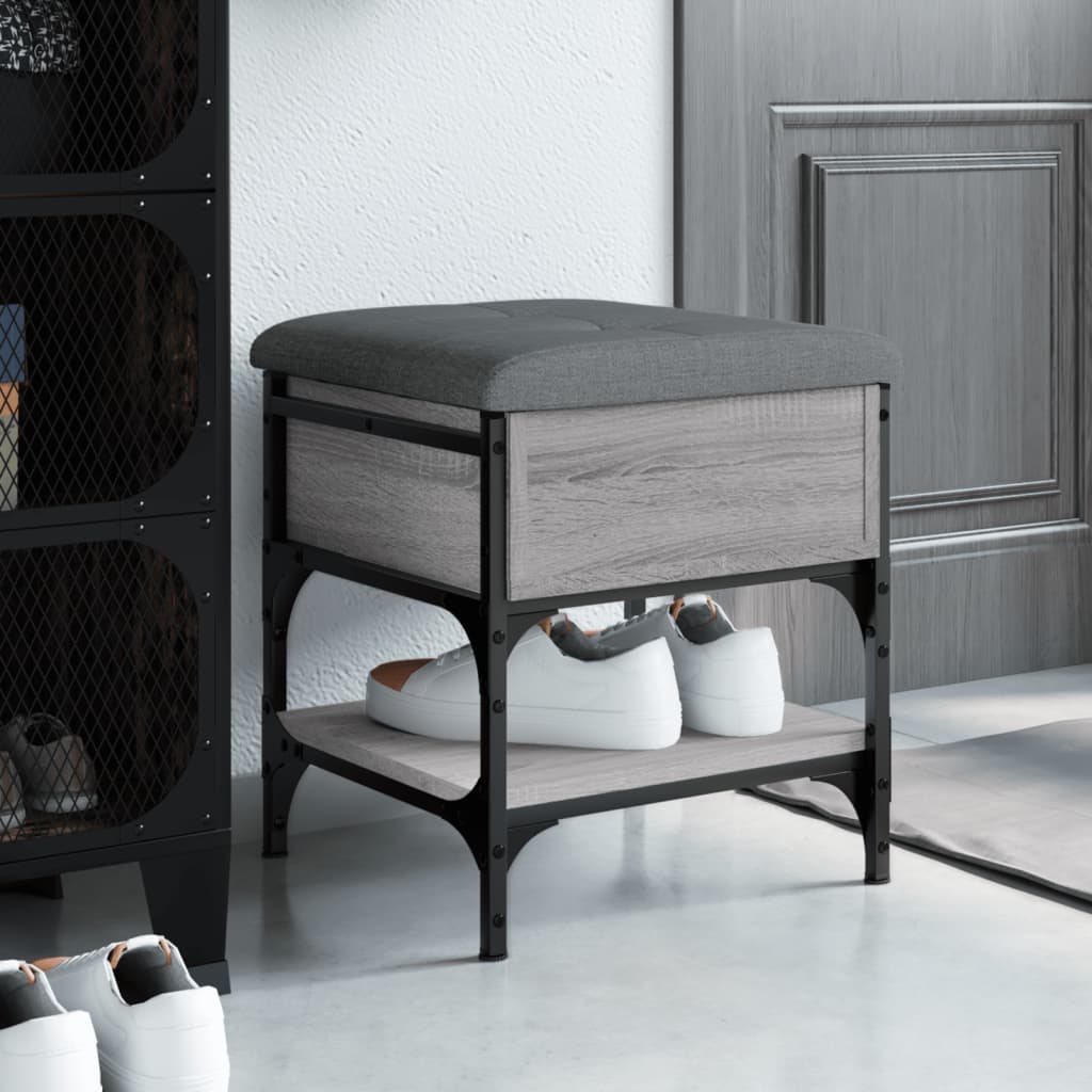 Pouf con Contenitore Grigio Sonoma 42x42x45 cm in Legno Multistrato