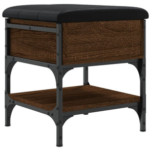 Pouf con Contenitore Rovere Marrone 42x42x45 cm in Legno Multistrato