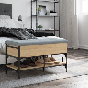 Panca PortaScarpe con Vano Contenitore Pouf Rovere Sonoma 82x42x45 cm Legno Multistrato