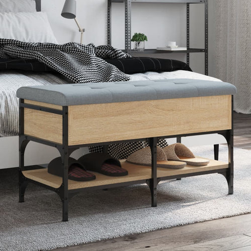 Panca PortaScarpe con Vano Contenitore Pouf Rovere Sonoma 82x42x45 cm Legno Multistrato