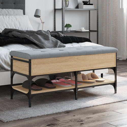 Panca PortaScarpe con Vano Contenitore Pouf Rovere Sonoma 102x42x45 cm Legno Multistrato