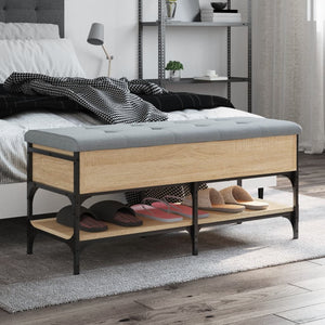Panca PortaScarpe con Vano Contenitore Pouf Rovere Sonoma 102x42x45 cm Legno Multistrato
