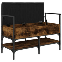 Carica l&#39;immagine nel visualizzatore di Gallery, Panca PortaScarpe con Vano Contenitore Pouf Rovere Fumo 85,5x42x57,5cm Legno Multistrato
