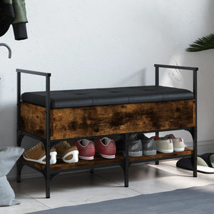 Panca PortaScarpe con Vano Contenitore Pouf Rovere Fumo 85,5x42x57,5cm Legno Multistrato