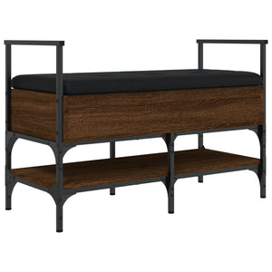 Panca PortaScarpe con Vano Contenitore Pouf Rovere Marrone 85,5x42x57,5 cm