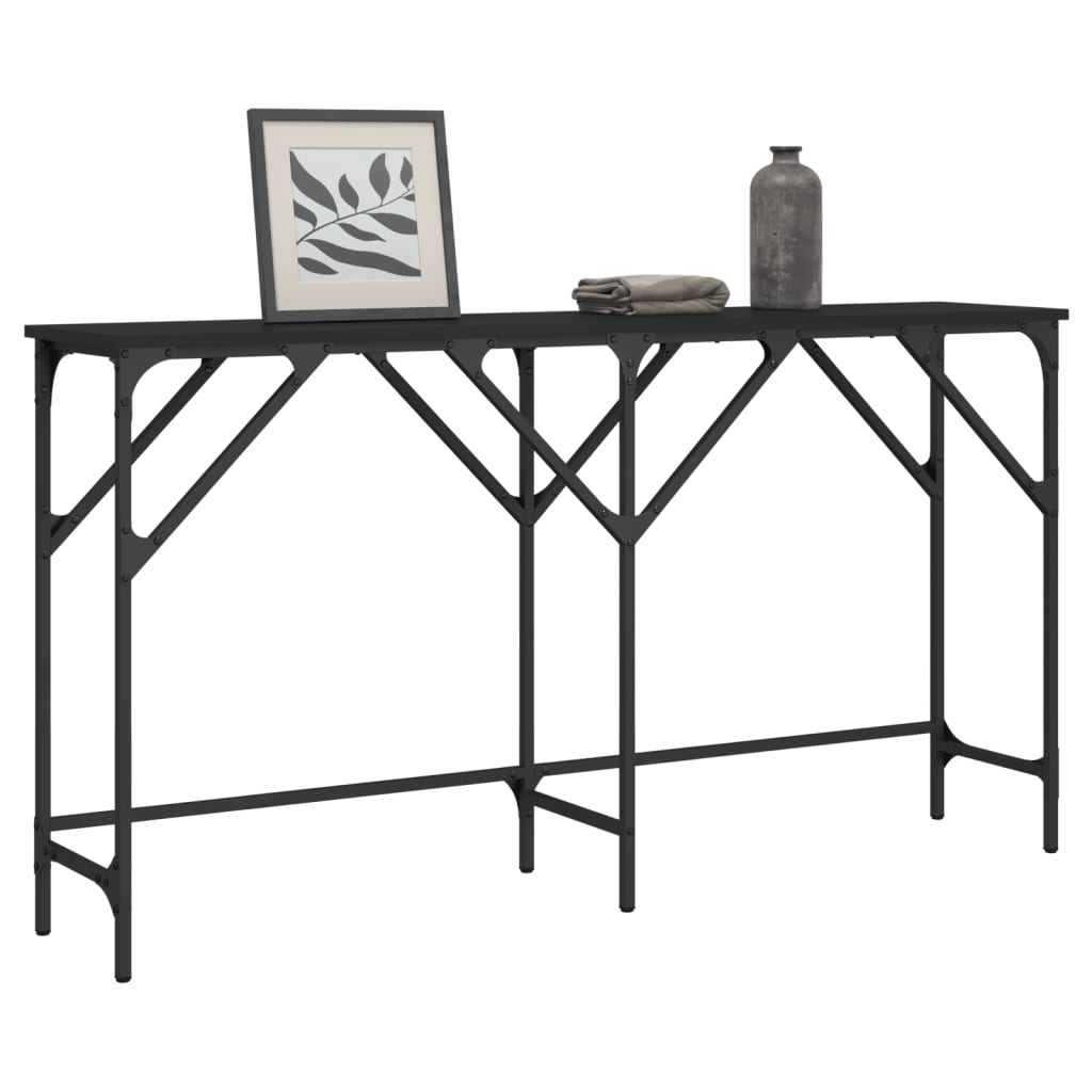 Mobiletto Consolle Nero 140x29x75 cm in Legno Multistrato