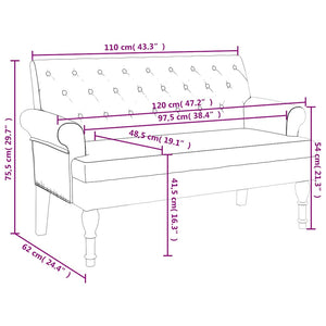 Divanetto Nera 120x62x75,5 cm in Tessuto