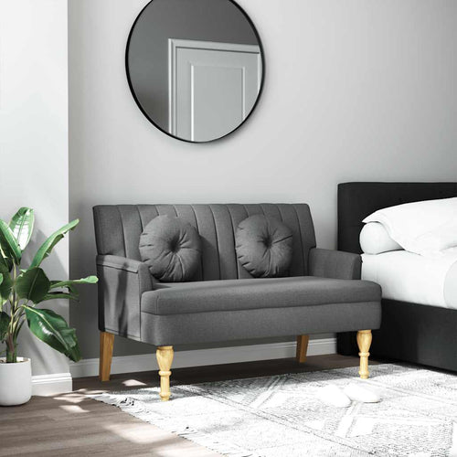 Divanetto con Cuscini Grigio Scuro 113x64,5x75,5 cm in Tessuto