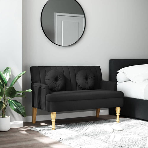 Divanetto con Cuscini Nera 113x64,5x75,5 cm in Tessuto