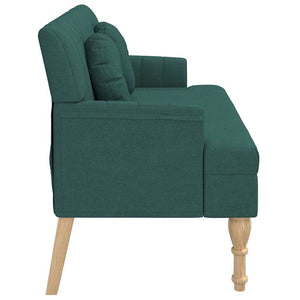 Divanetto con Cuscini Verde Scuro 113x64,5x75,5 cm in Tessuto
