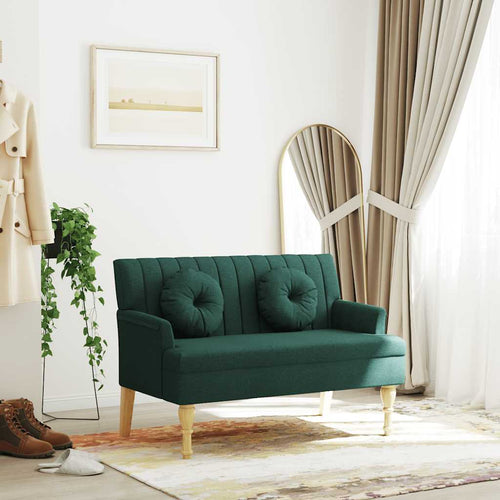 Divanetto con Cuscini Verde Scuro 113x64,5x75,5 cm in Tessuto