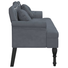 Carica l&#39;immagine nel visualizzatore di Gallery, Divanetto con Cuscini Grigio Scuro 120,5x65x75 cm in Velluto