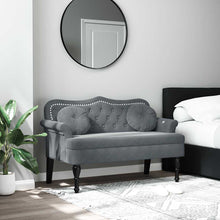 Carica l&#39;immagine nel visualizzatore di Gallery, Divanetto con Cuscini Grigio Scuro 120,5x65x75 cm in Velluto