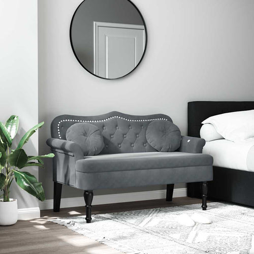 Divanetto con Cuscini Grigio Scuro 120,5x65x75 cm in Velluto