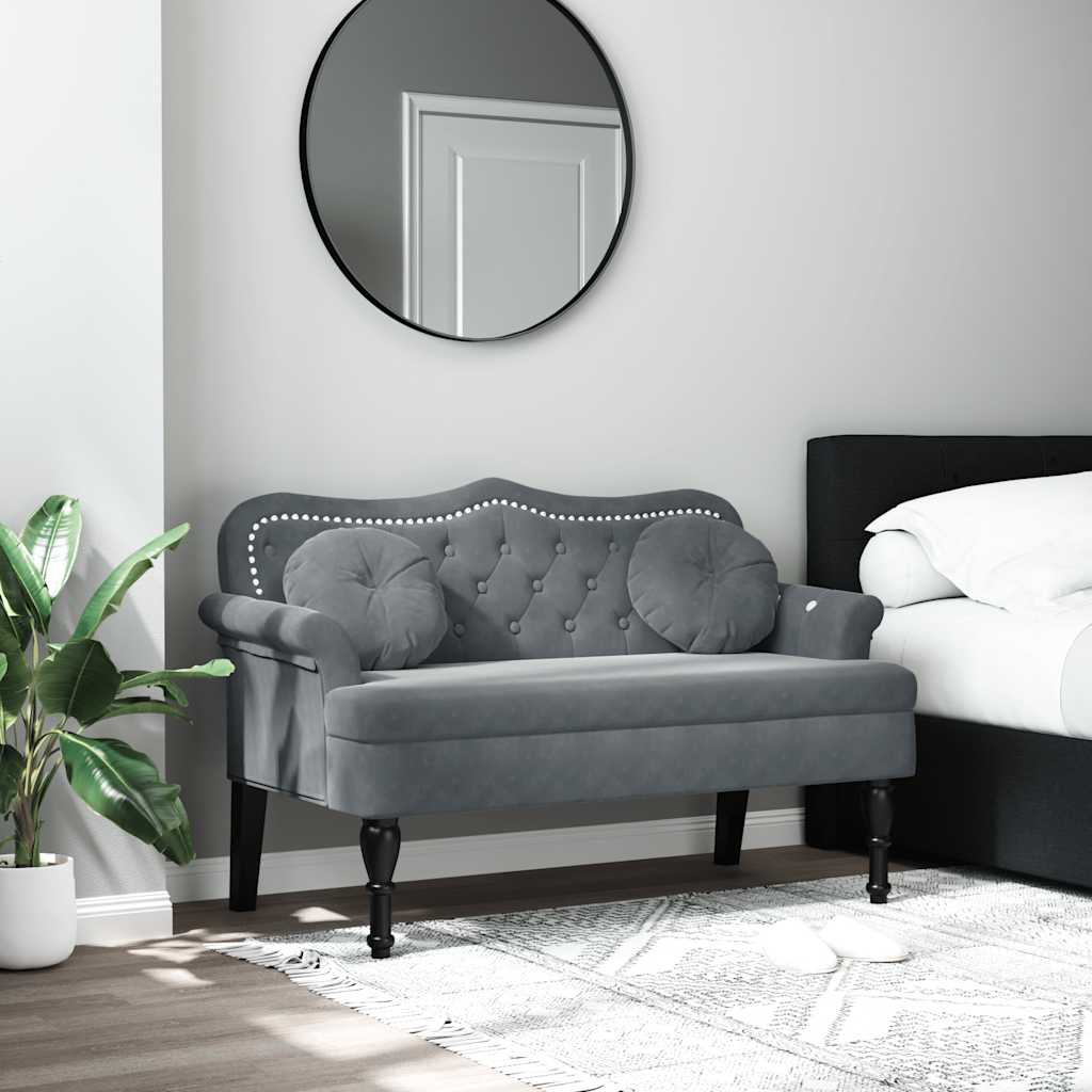 Divanetto con Cuscini Grigio Scuro 120,5x65x75 cm in Velluto