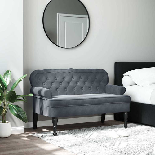 Divanetto Grigio Scuro 119,5x64,5x75 cm in Velluto