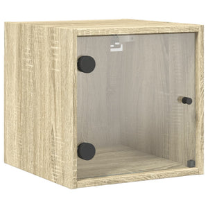 Mobiletto da parete con Anta in Vetro Rovere Sonoma 35x37x35 cm