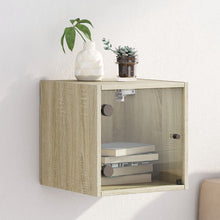 Indlæs billede til gallerivisning Mobiletto da parete con Anta in Vetro Rovere Sonoma 35x37x35 cm