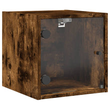 Load image into Gallery viewer, Mobiletto da parete con Anta in Vetro Rovere Fumo 35x37x35 cm