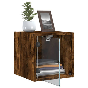 Mobiletto da parete con Anta in Vetro Rovere Fumo 35x37x35 cm