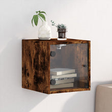 Load image into Gallery viewer, Mobiletto da parete con Anta in Vetro Rovere Fumo 35x37x35 cm